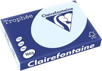 [2637] Clairefontaine trophée pastel, papier couleur, a3, 160 g, 250 feuilles, bleu azur