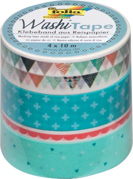 [26419] Folia ruban washi pastel, paquet de 4 pièces en couleurs assorties