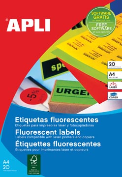 [28771] Apli étiquettes fluos 99,1 x 67,7 mm (l x h) verte