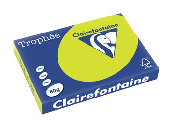 [2882C] Clairefontaine trophée intens, papier couleur, a3, 80 g, 500 feuilles, vert fluo