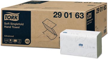 [290163] Tork essuie-mains en papier advanced, 2 plis, 250 feuilles, système h3, blanc, paquet de 15 pièces