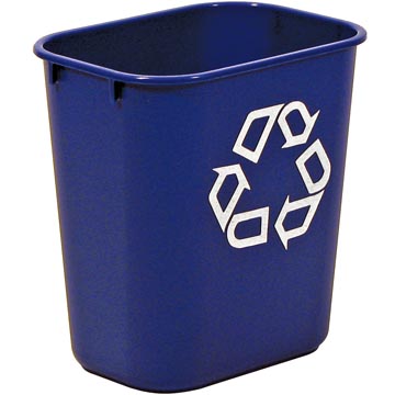 [2956B] Rubbermaid bac de recyclage, sans bacs de séparation, 26,6 litre, bleu
