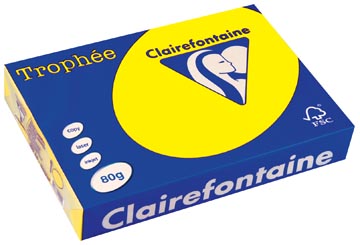 [2977C] Clairefontaine trophée intens, papier couleur, a4, 80 g, 500 feuilles, jaune fluo