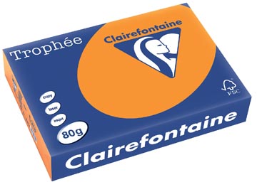 [2978C] Clairefontaine trophée intens, papier couleur, a4, 80 g, 500 feuilles, orange fluo