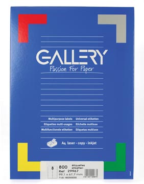 [29967] Gallery étiquettes blanches, ft 99,1 x 67,7 mm (l x h), coins arrondis, 8 par feuille