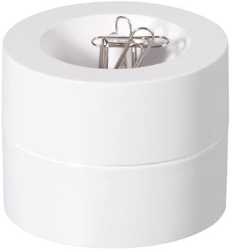 [30123EW] Maul distributeur de trombones pro eco magnétique, 85% recycled, ø7.3x6cm blanc