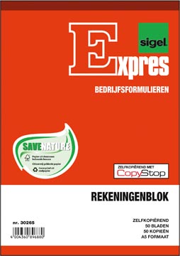 [30265] Sigel expres manifolds note de frais, ft a5, néerlandais, dupli (50 x 2 feuilles)