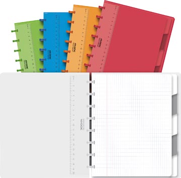 [3048001] Adoc colorlines cahier, ft a5, 144 pages,commercieel quadrillé, couleurs assorties