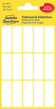 [3076] Avery etiquettes blanches ft 38 x 14 mm (l x h), 90 pièces