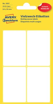 [3087] Avery etiquettes blanches ft 54 x 35 mm (l x h), 24 pièces