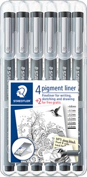 [633220] Staedtler fineliner pigment liner, étui de 4 + 2
