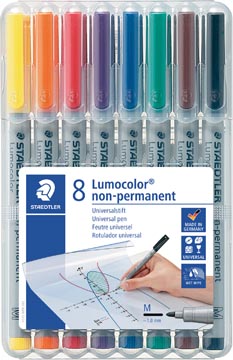 [315WP8] Staedtler lumocolor 315, marqueur ohp, non permanent, 1,0 mm, box de 8 pièces en couleurs assorties