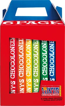 [31601] Tony's chocolonely barre de chocolat rainbowpack classic, 180 g, 6 pièces, mix