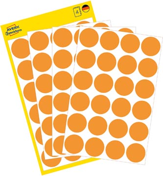 [3173] Avery etiquettes ronds diamètre 18 mm, orange clair, 96 pièces