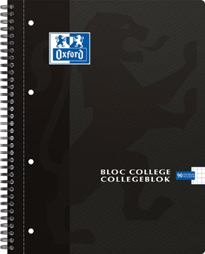 [323340] Oxford school bloc collège, ft a4, 180 pages, 4 trous, quadrillé 5mm, noir
