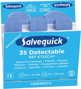 [33508] Salvequick recharge pour distributeur de pansement adhésif, plâtres bleus, paquet de 6 recharges
