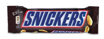 [34009] Snickers barre de chocolat, 50 g, boîte de 32 pièces
