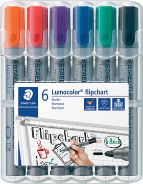 [356WP6] Marqueur pour tableaux de conférence lumocolor, 6 pièces en couleurs assorties