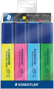 [364WP4] Staedtler surligneur textsurfer classic, étui de 4 pièces: jaune, rose, bleu en vert