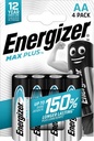 Energizer piles max plus aa/lr06/e91, blister de 4