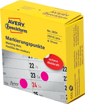 [3854] Avery marking dots, diamètre 19 mm, rouleau avec 250 pièces, rouge