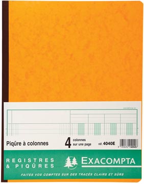 [4040E] Exacompta registres, ft 32 x 25 cm, 4 colonnes sur 1 page, 31 lignes, 80 pages