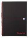 Oxford black n' red cahier spiralé en carton, 140 pages ft a4, quadrillé 5 mm