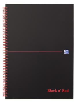 [4047609] Oxford black n' red cahier spiralé en carton, 140 pages ft a4, quadrillé 5 mm