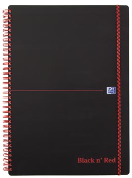 [4047654] Oxford black n' red cahier spiralé en plastique, 140 pages ft a4, quadrillé 5 mm