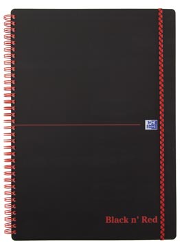 [4047656] Oxford black n' red cahier spiralé en plastique, 140 pages ft a5, quadrillé 5 mm