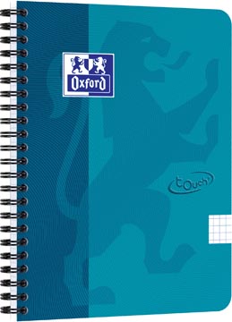 [4104100] Oxford school touch bloc spirale, ft a5, 140 pages, quadrillé 5 mm, bleu (aqua)