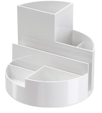 [41176EW] Maul organisateur de bureau roundbox eco, 85% recycled, ø14x12.5cm, 7 compartiments, plumier blanc