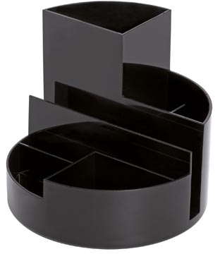 [41176EZ] Maul organisateur de bureau roundbox eco, 85% recycled, ø14x12.5cm, 7 compartiments, plumier noir