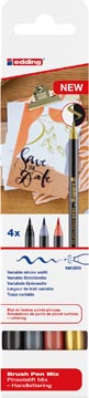 [4134042] Edding metallic brushpen mix e-1340, assorti, set de 4 pièces