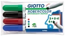 Giotto robercolor marqueur pour tableaux blancs maxi, biseautée, étui de 4 pièces en couleurs assorties