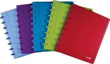 [41367] Atoma trendy cahier, ft a5+, 120 pages, quadrillé 5 mm, met 6 tabbladen, in couleurs assorties