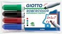 Giotto robercolor marqueur pour tableaux blancs maxi, ronde, étui de 4 pièces en couleurs assorties
