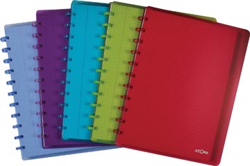 [4.1383] Atoma trendy cahier, ft a4 +, 120 pages, quadrillé 5mm, met 6 tabbladen en 5 showtassen, in couleurs asso