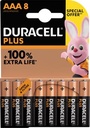 Duracell piles plus 100%, aaa, blister 8 pièces