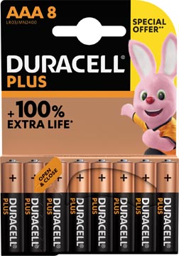 [4141384] Duracell piles plus 100%, aaa, blister 8 pièces