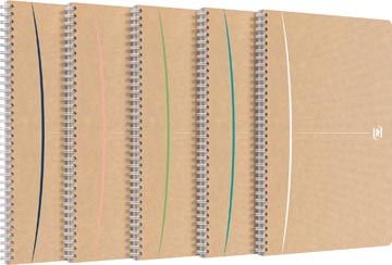 [4141847] Oxford touareg cahier à reliure spirale, 180 pages ft a4, quadrillé 5 mm, couleurs assorties