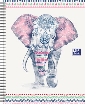 [4143831] Oxford boho chic cahier spiralé, ft a4+, 120 pages, ligné, éléphant