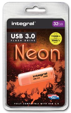 [418851] Integral neon clé usb 3.0, 32 go, orange