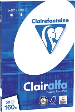 [4189C] Clairefontaine clairalfa papier de présentation a4, 160 g, paquet de 50 feuilles