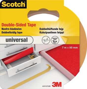 [4210750] Scotch ruban double-face pour moquette et vinyle universal, ft 50 mm x 7 m, sous blister