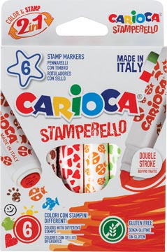 [42279] Carioca feutre tampon stamperello, boîte de 6 pièces en couleurs assorties
