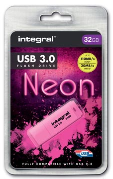 [428010] Integral neon clé usb 3.0, 32 go, rose