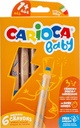 Carioca crayon de couleur baby 3-en-1, couleurs assorties, 6 pièces en étui cartonné