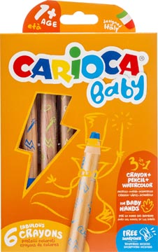 [42817] Carioca crayon de couleur baby 3-en-1, couleurs assorties, 6 pièces en étui cartonné