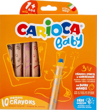 [42818] Carioca crayon de couleur baby 3-en-1, couleurs assorties, 10 pièces en étui cartonné